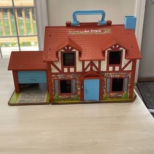 Fisher Price doll house play Family Brown Tudor 952 Little People 1969 vintage